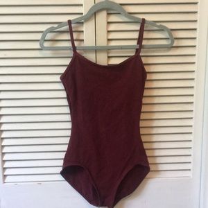 burgundy camisole leotard